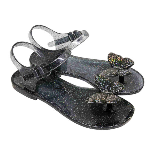 Sandali infradito Zhoelala Milano Fairy con farfalla glitter multicolore e suola nera glitter