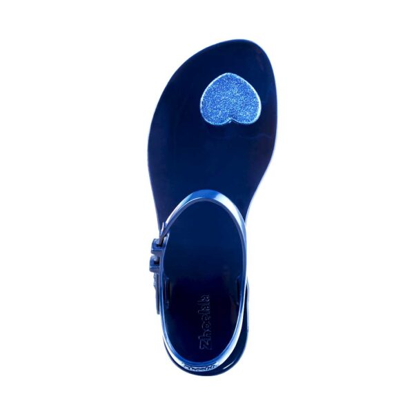 Sandali infradito Zhoelala Milano Lover con cuore blu glitter dipinto a mano e suola blu