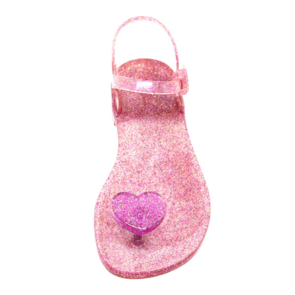 Sandali infradito Zhoelala Milano Lover con cuore e suola rosa glitter