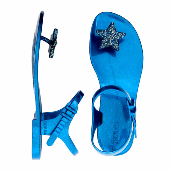 Sandali infradito Zhoelala Milano Stars con stella glitter multicolore su suola blu glitter