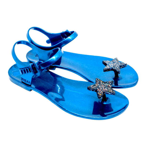 Sandali infradito Zhoelala Milano Stars con stella glitter multicolore su suola blu glitter